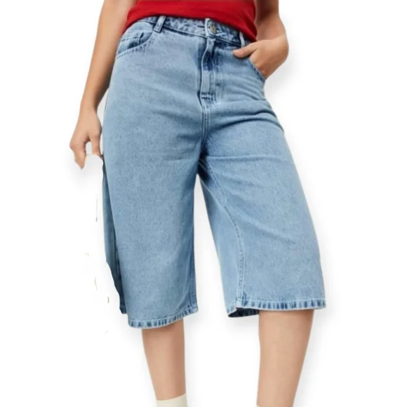 S.O.N.G. Denim Jorts-Long Shorts Light Denim Wash Sz 7/28 - Picture 1 of 7